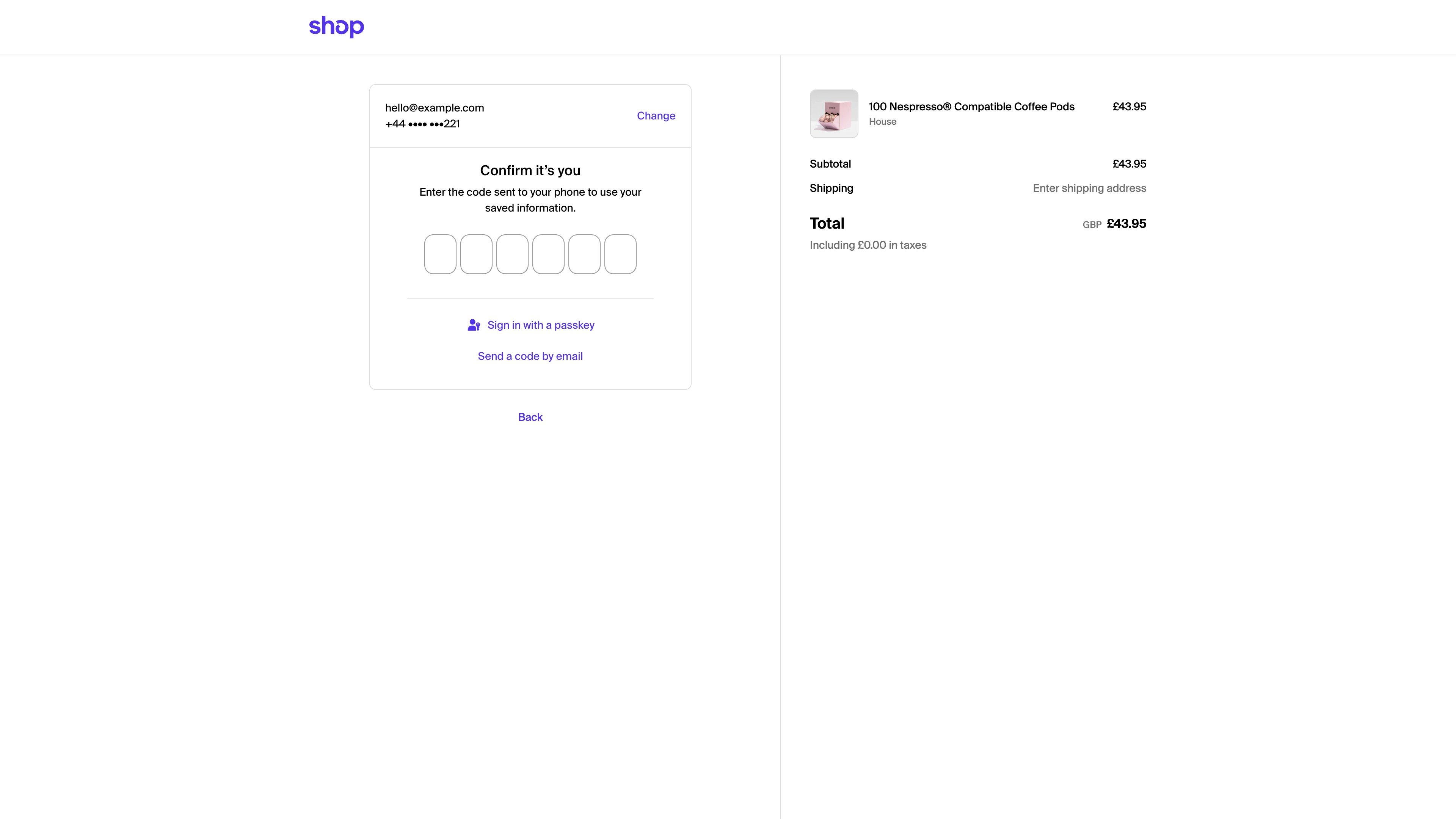 Shop - Confirm it's you