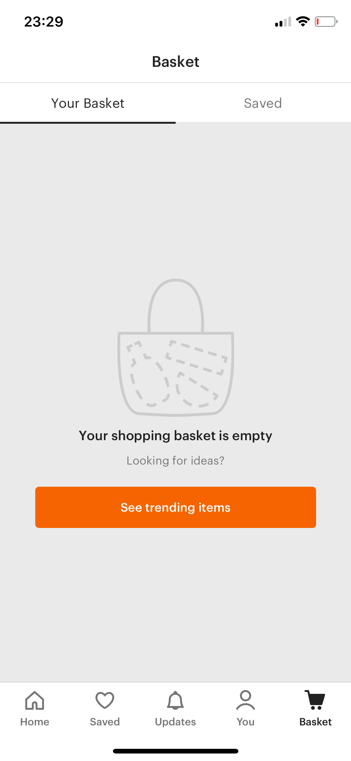 Empty basket