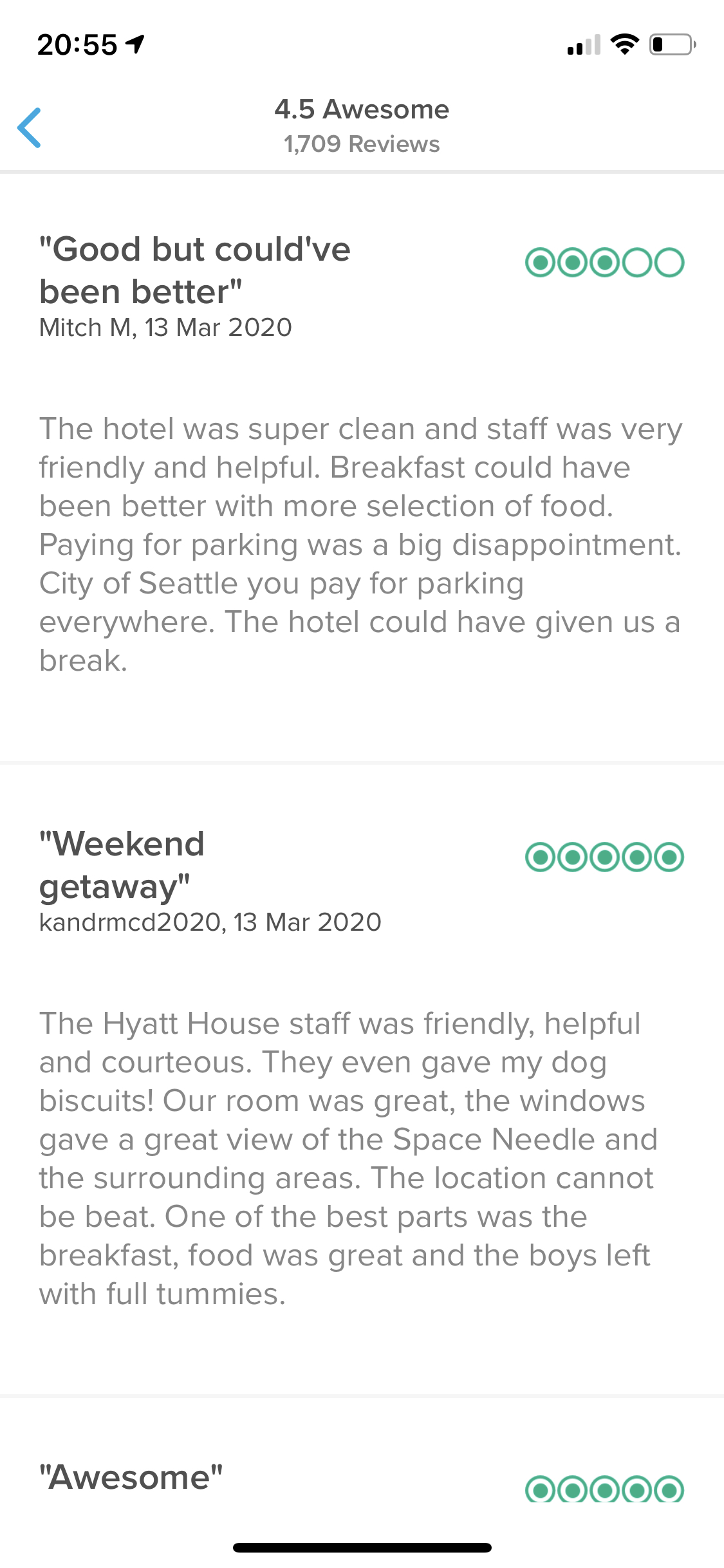 Recent hotel reviews