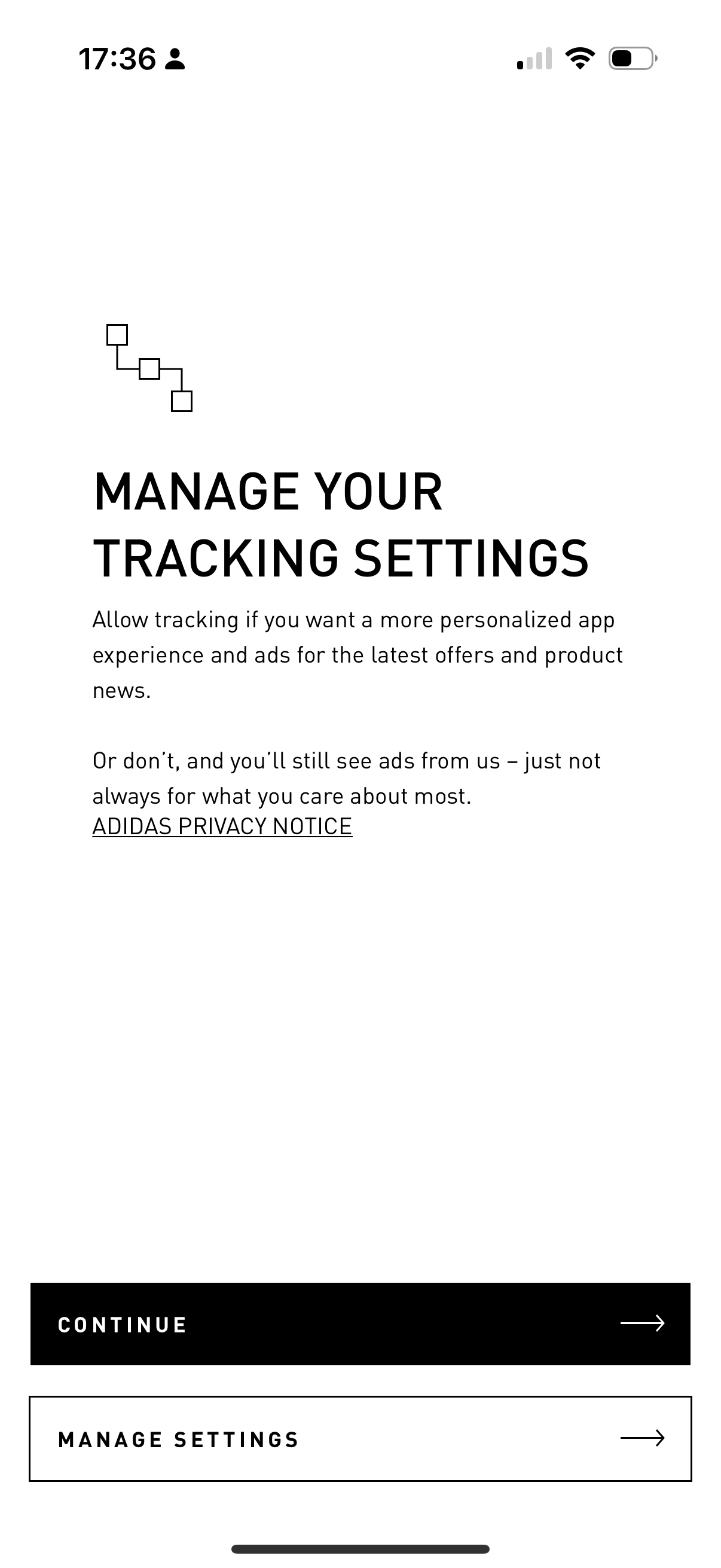 Adidas - Security & Privacy Settings