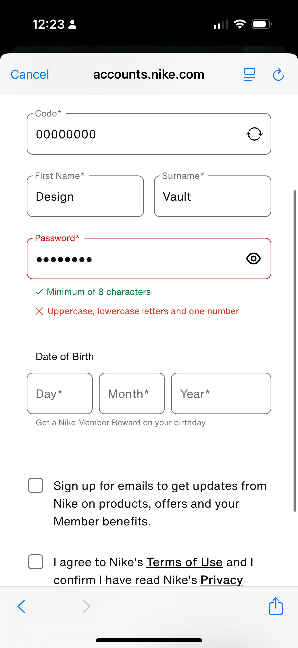 Nike Account Registration