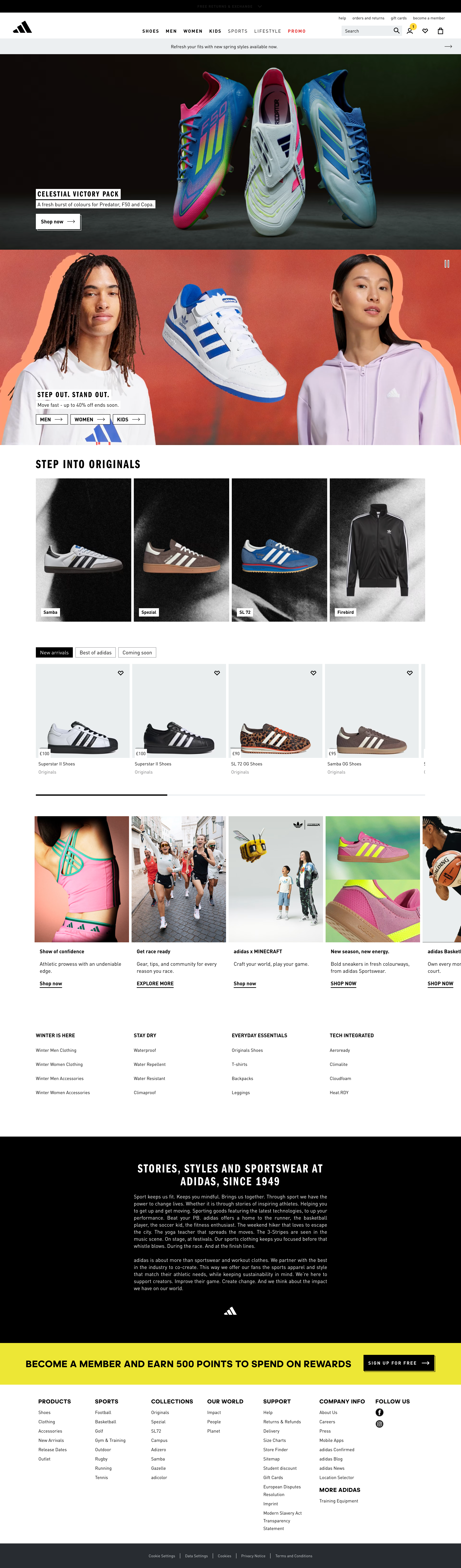 Adidas Home Page
