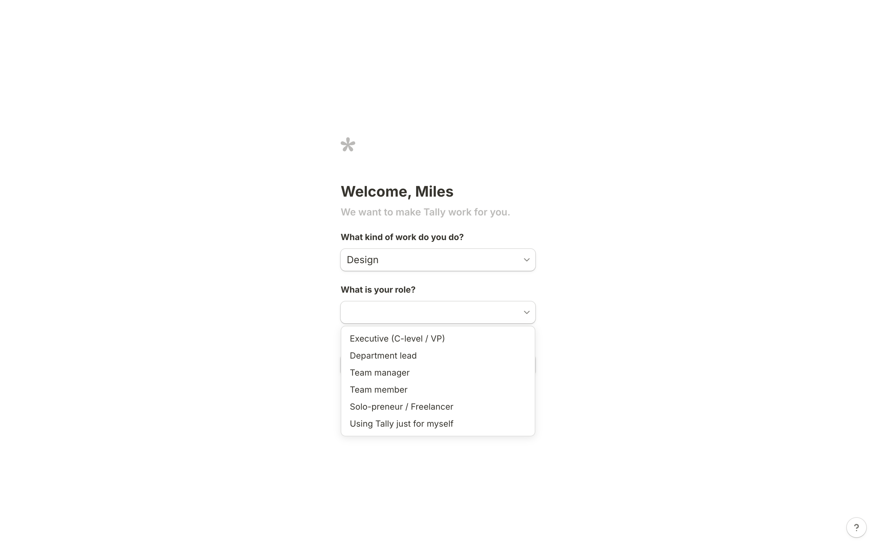 Tally - Account Setup - Dropdown