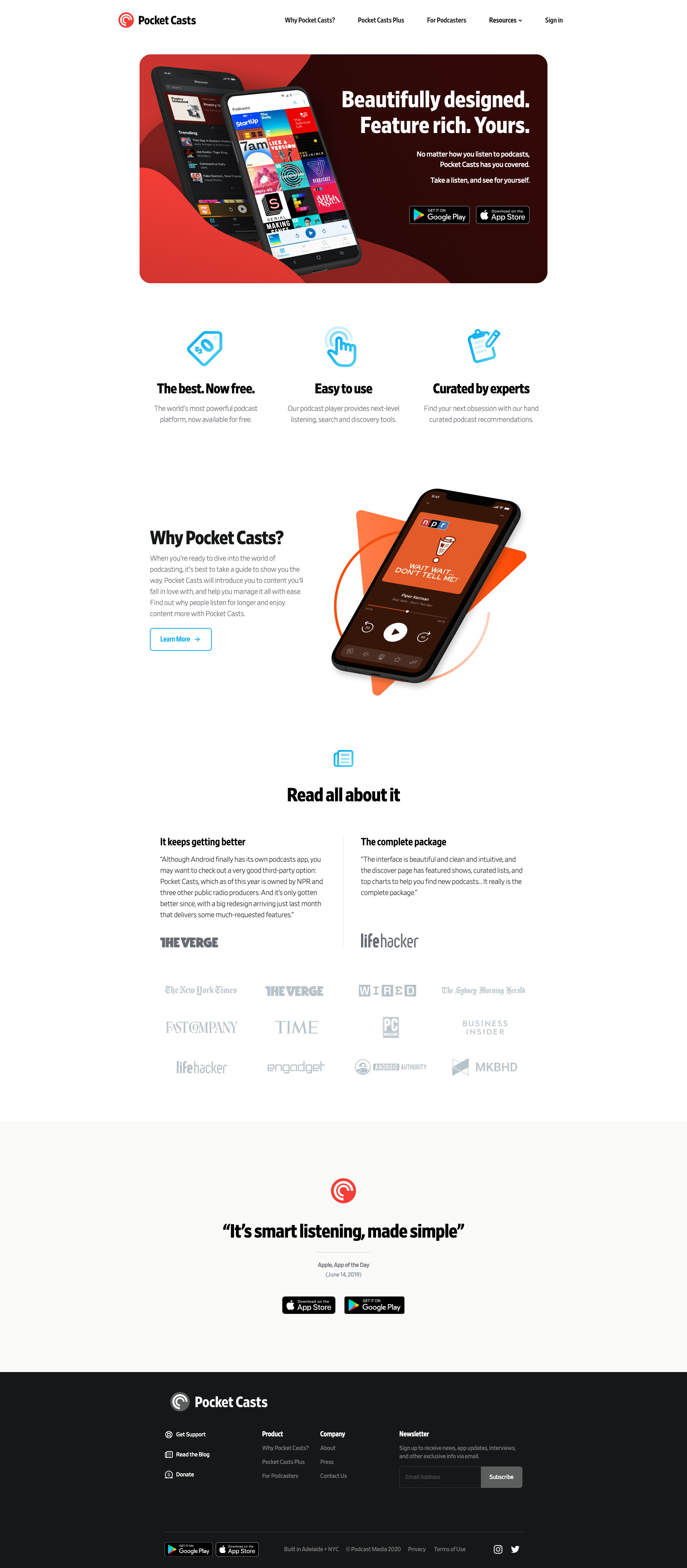 Pocket Casts homepage