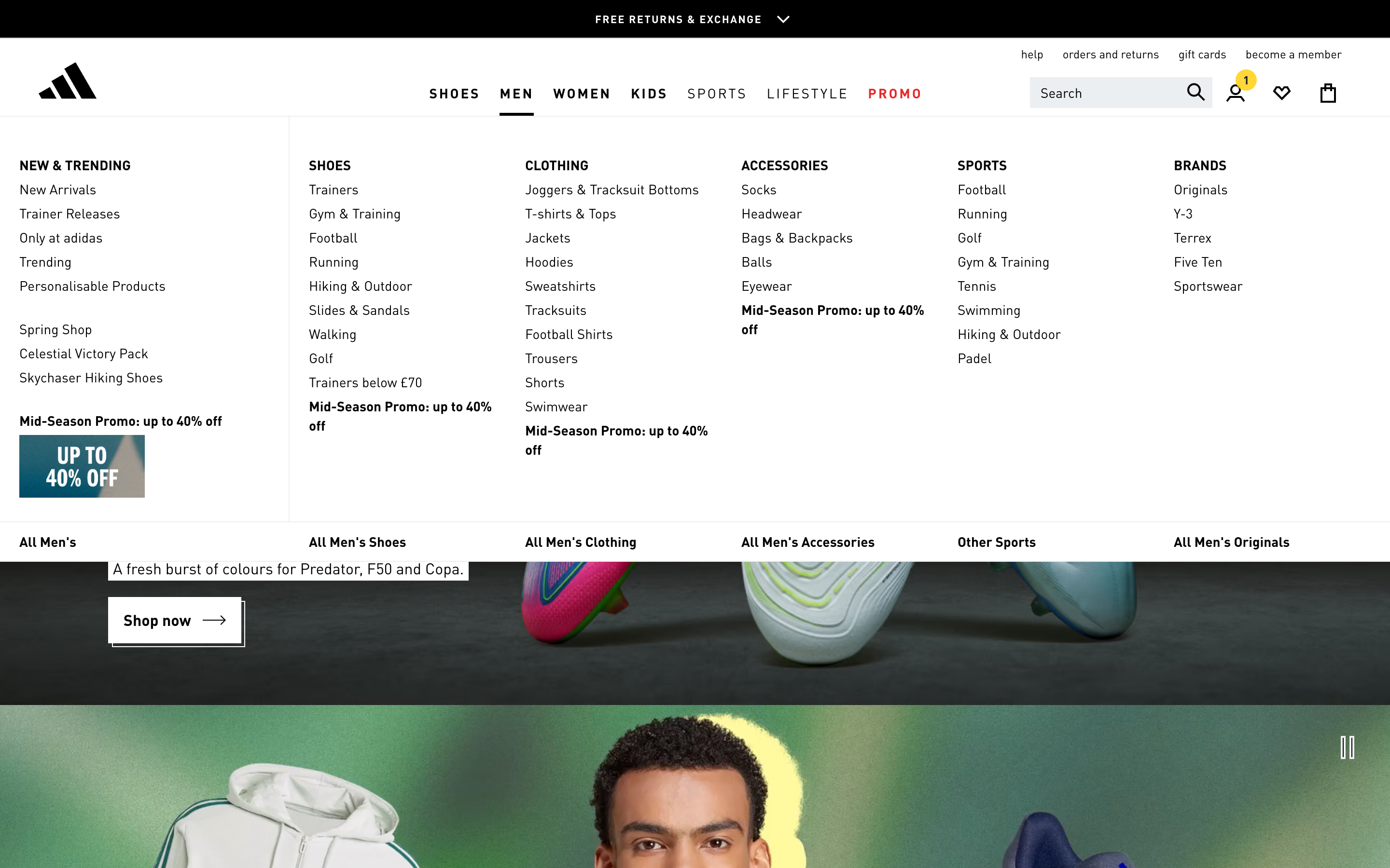 Adidas Mega Menu