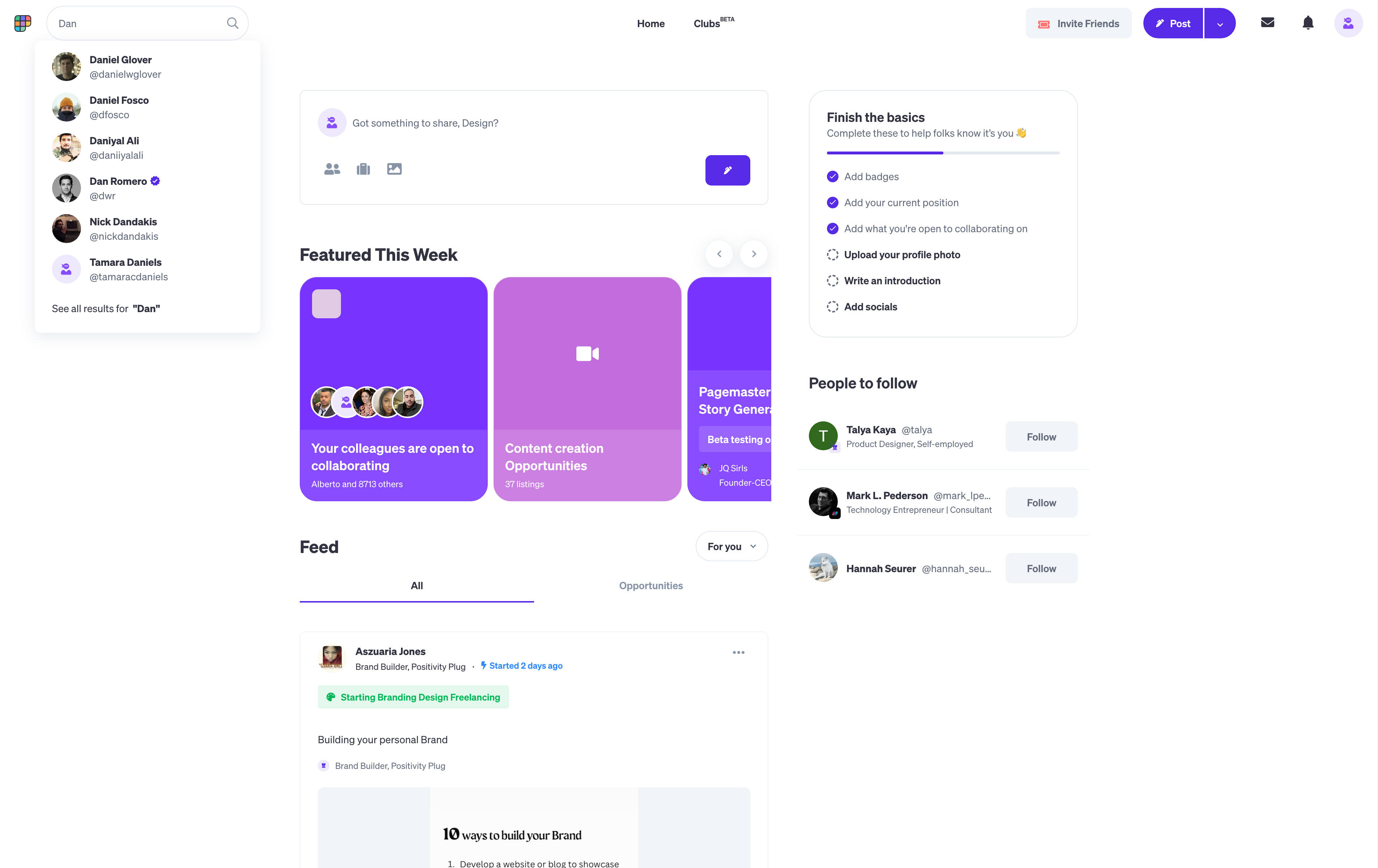 Search results popover