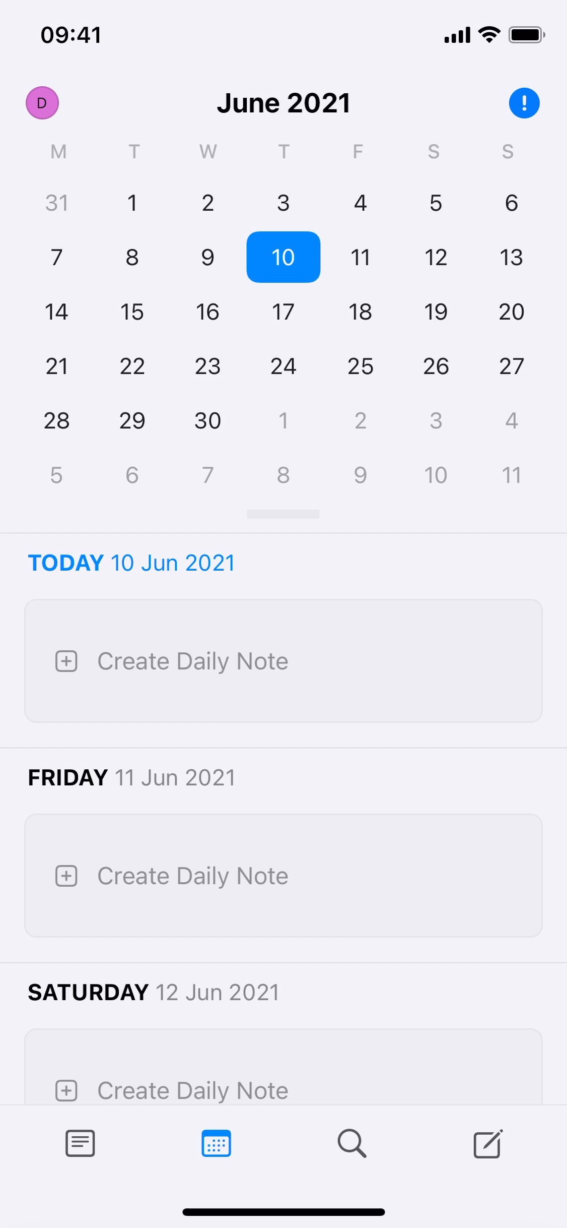 Calendar view