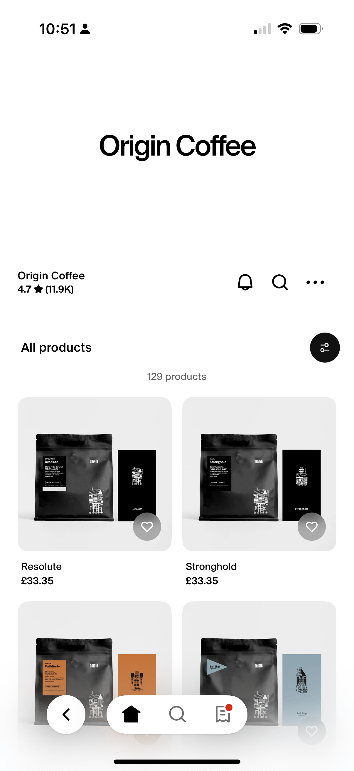 Shop - Store page
