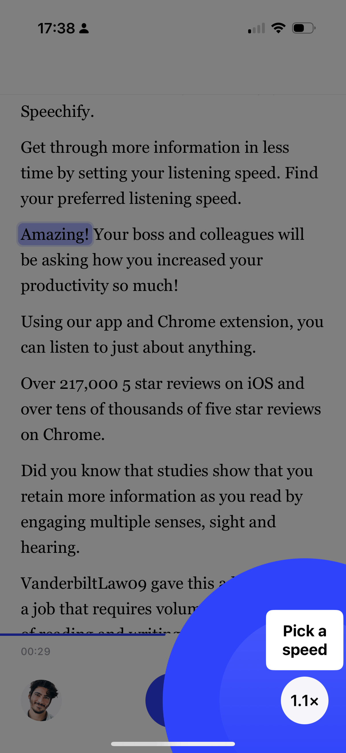 Speechify - Customize speed