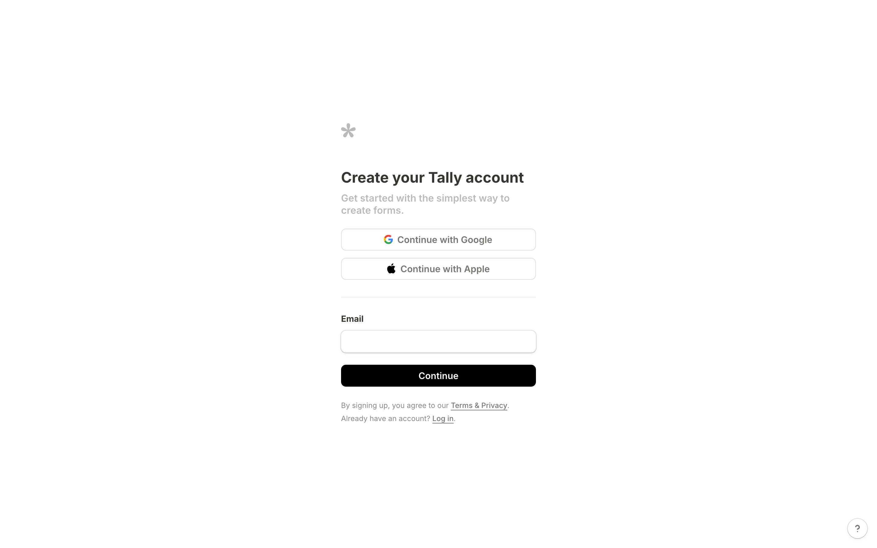 Tally - Sign Up