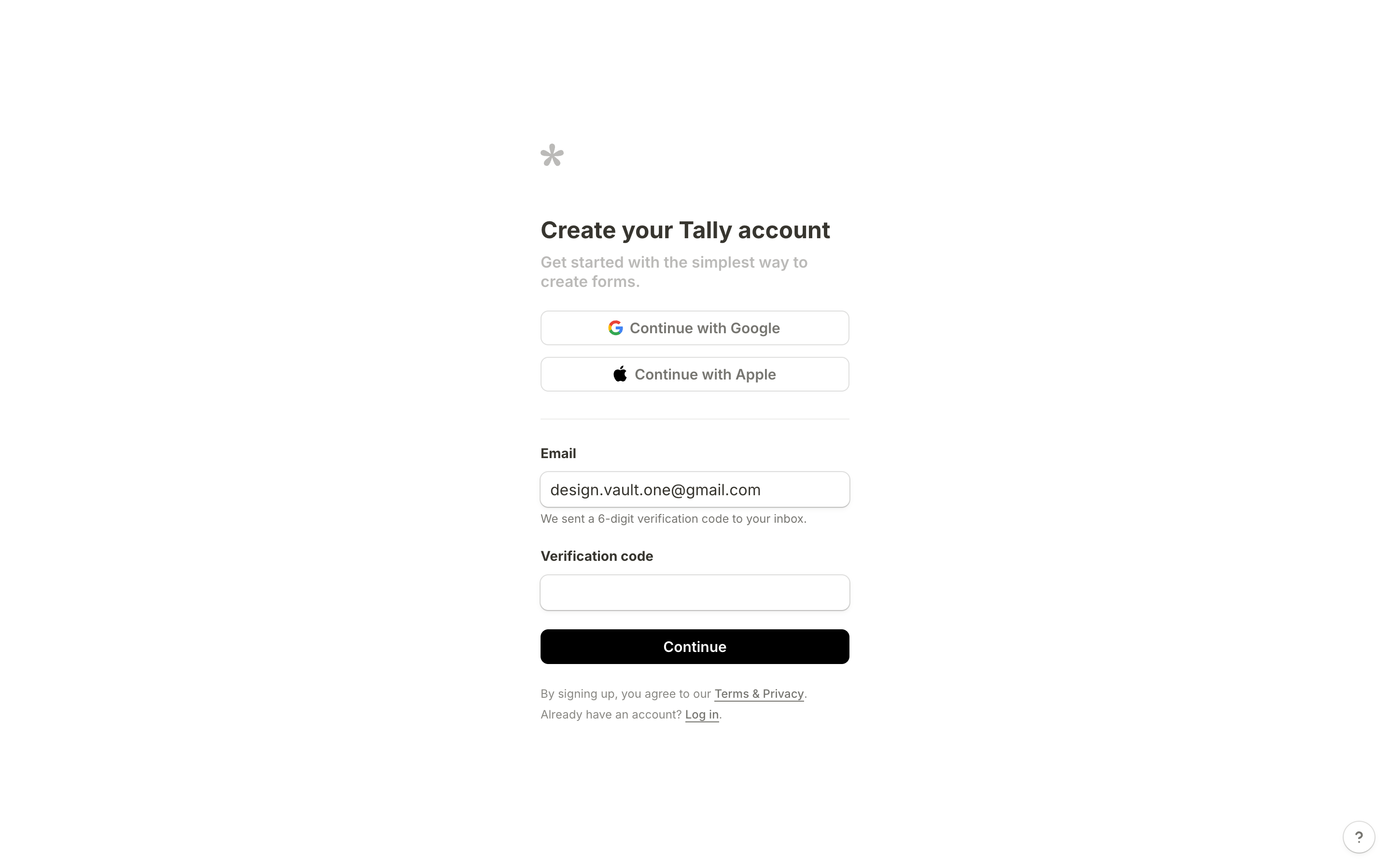 Tally - Sign Up