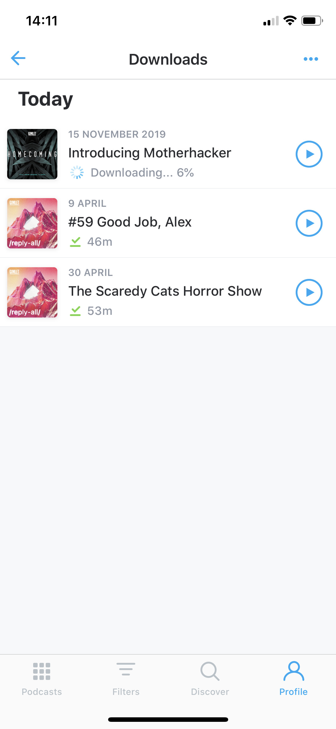 Downloaded episodes