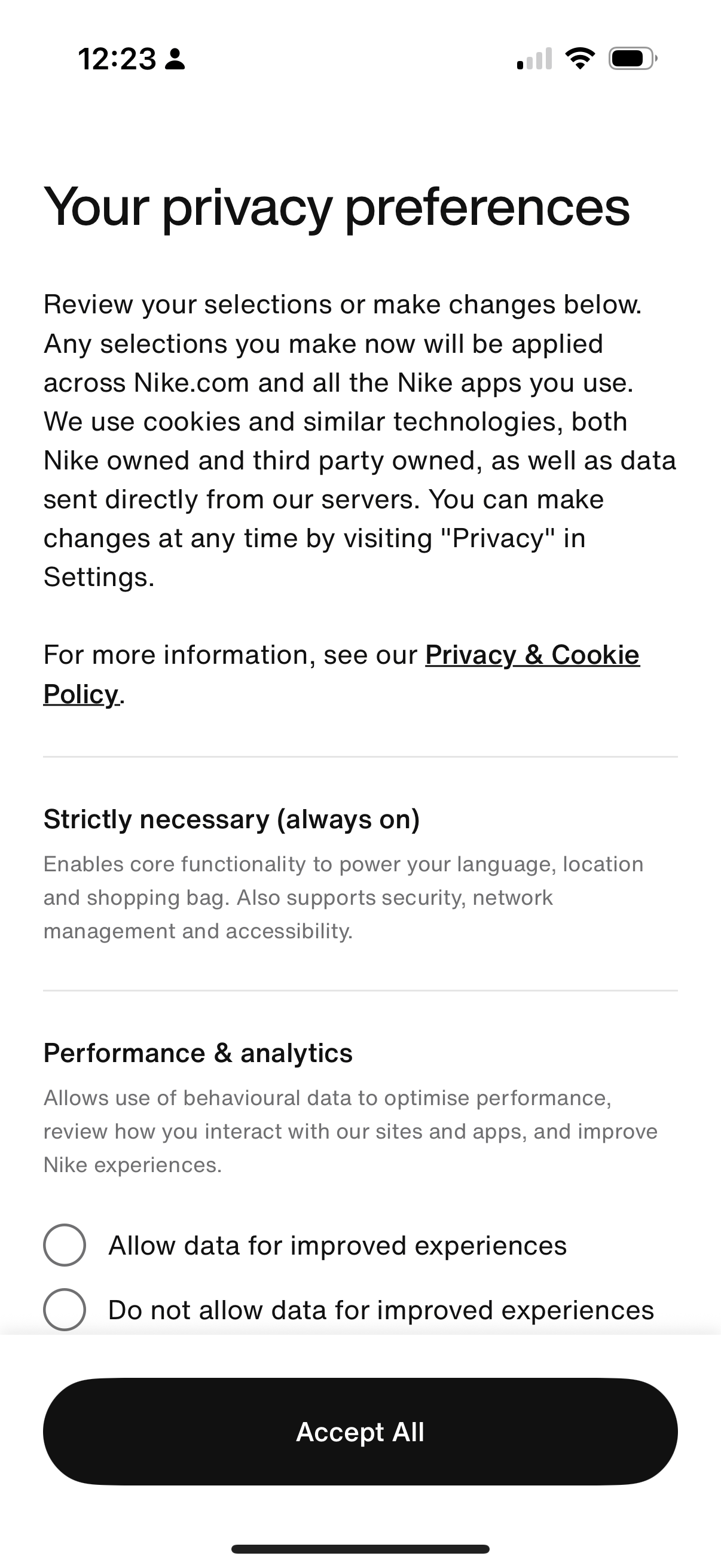 Nike Privacy Preferences