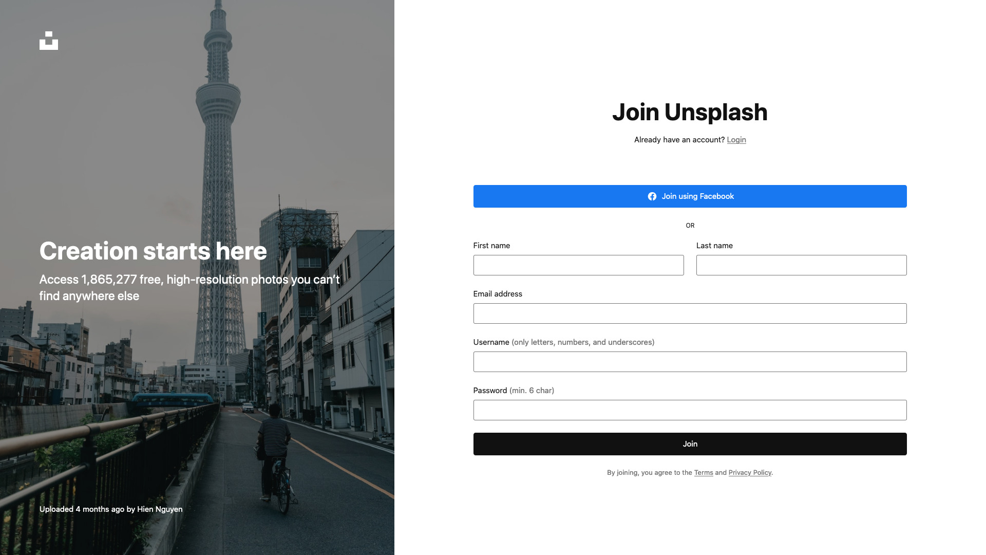 Join Unsplash