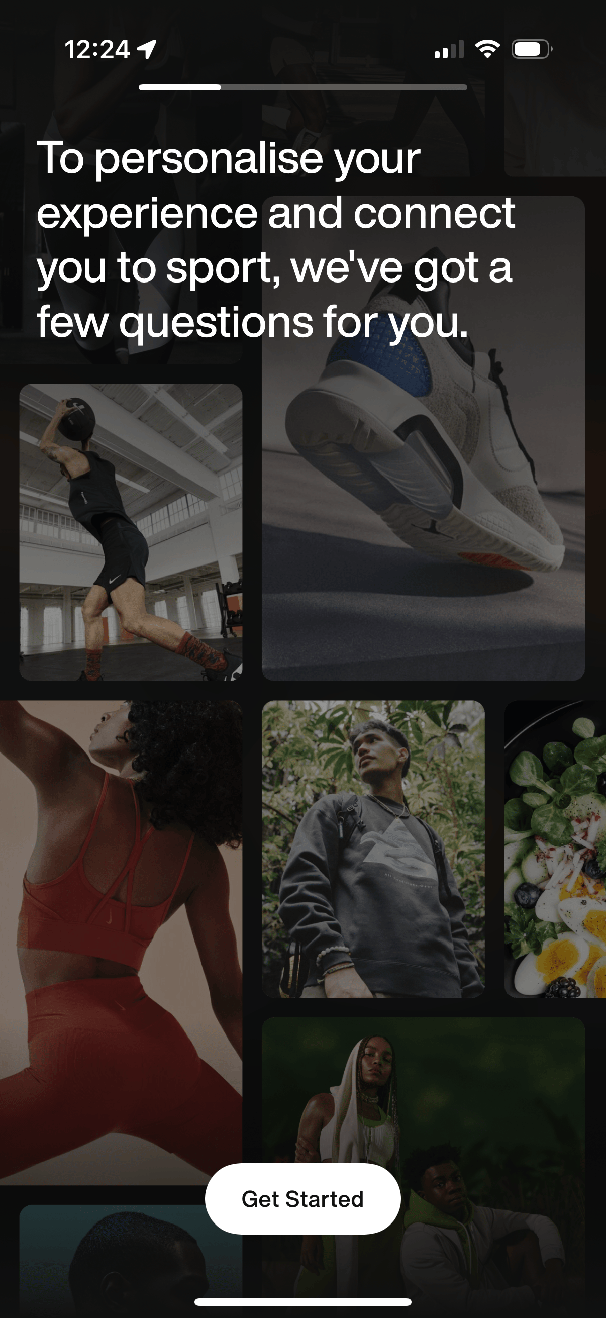 Nike Onboarding Start Screen