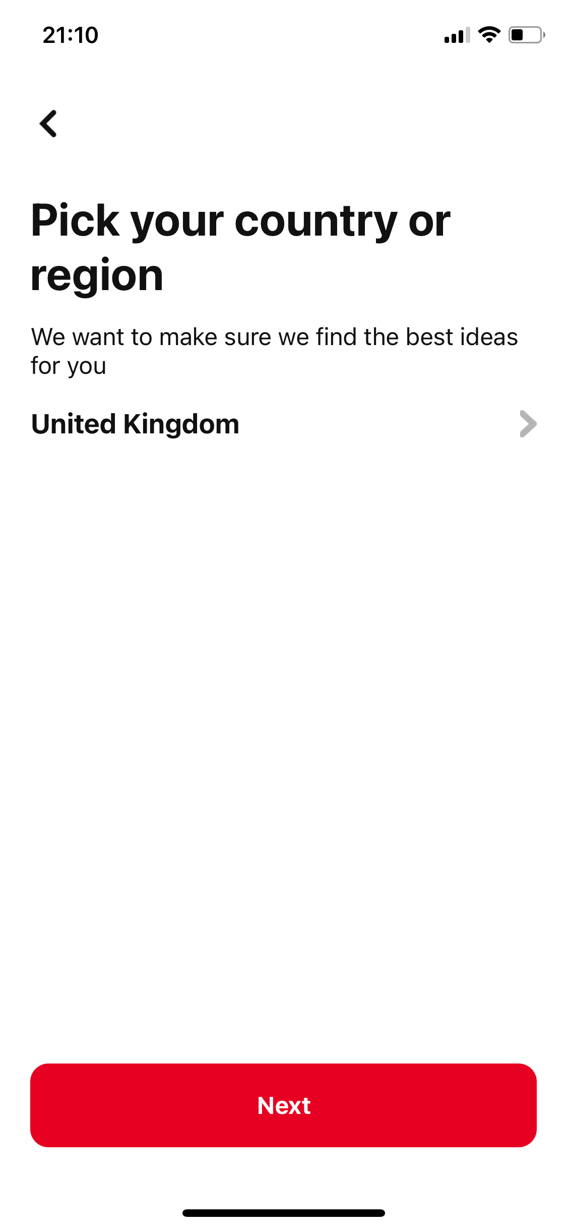 Pick your country or region