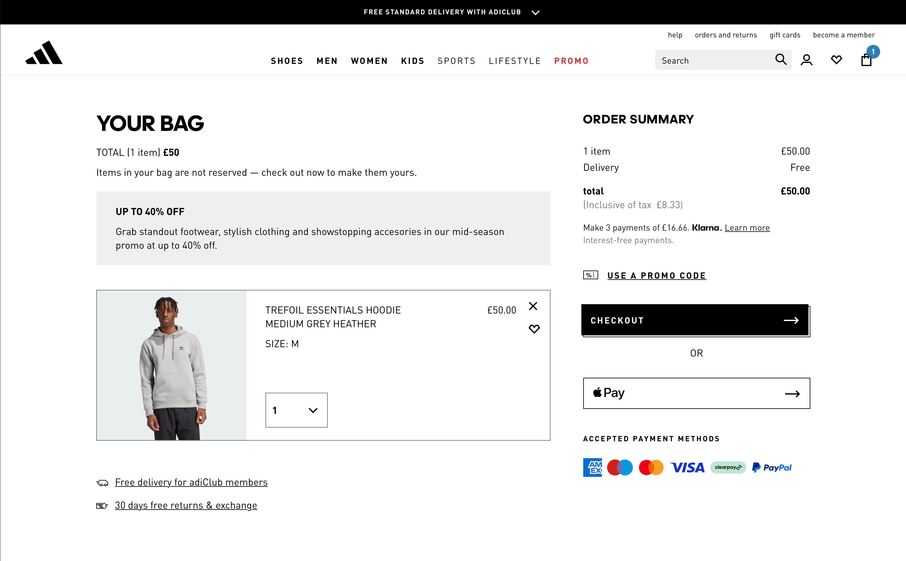 Adidas Shopping Cart