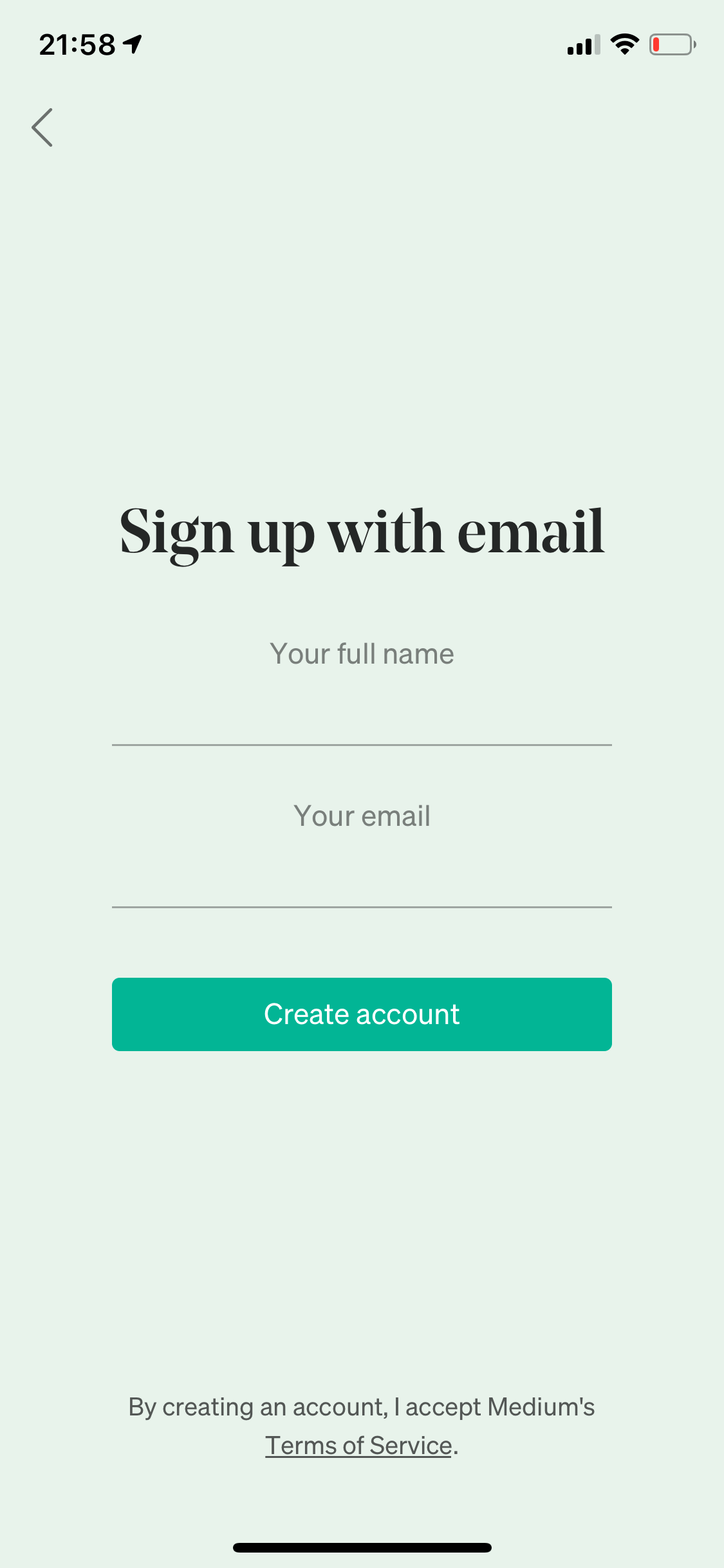 Sign up with email