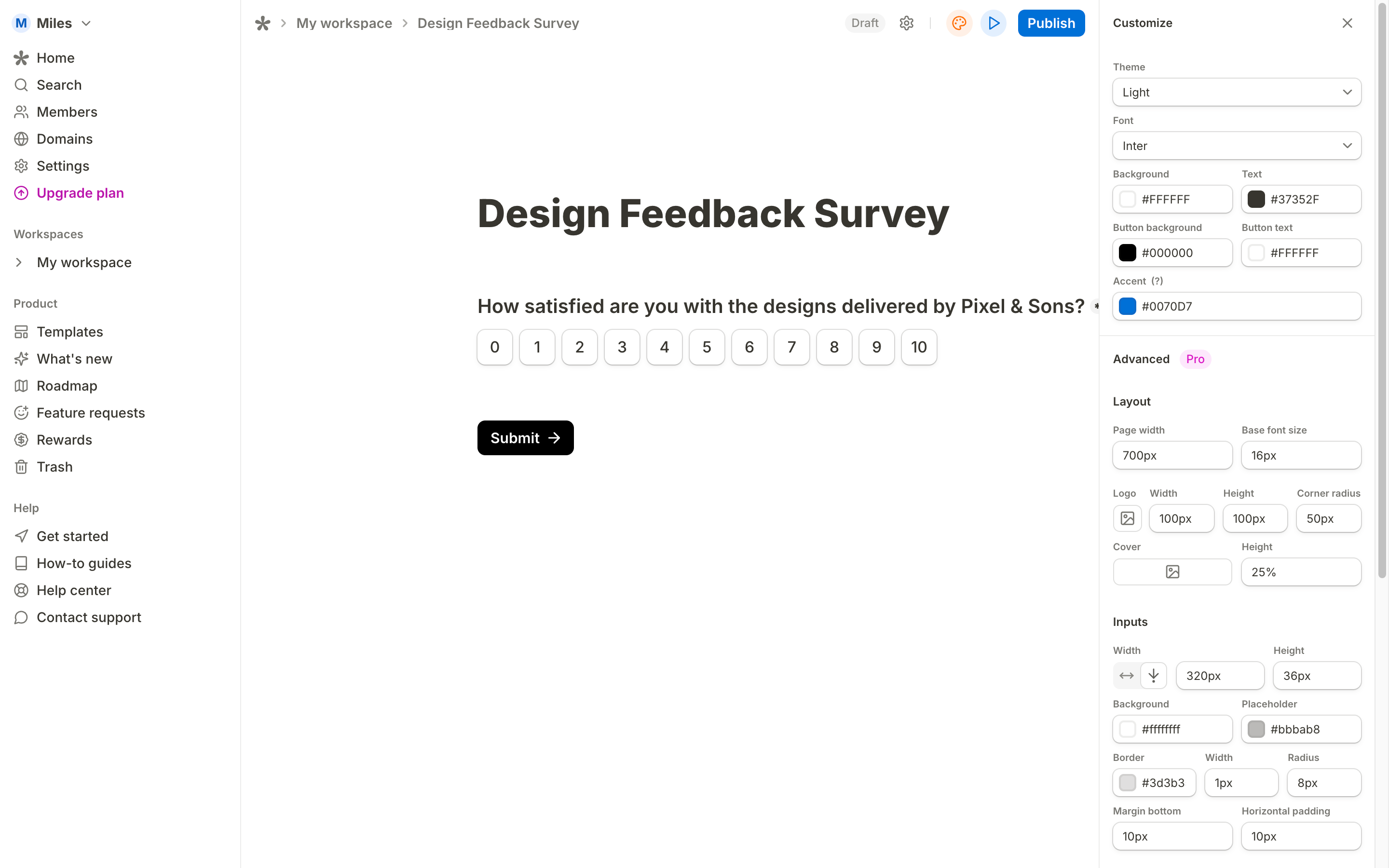 Tally - Customize form