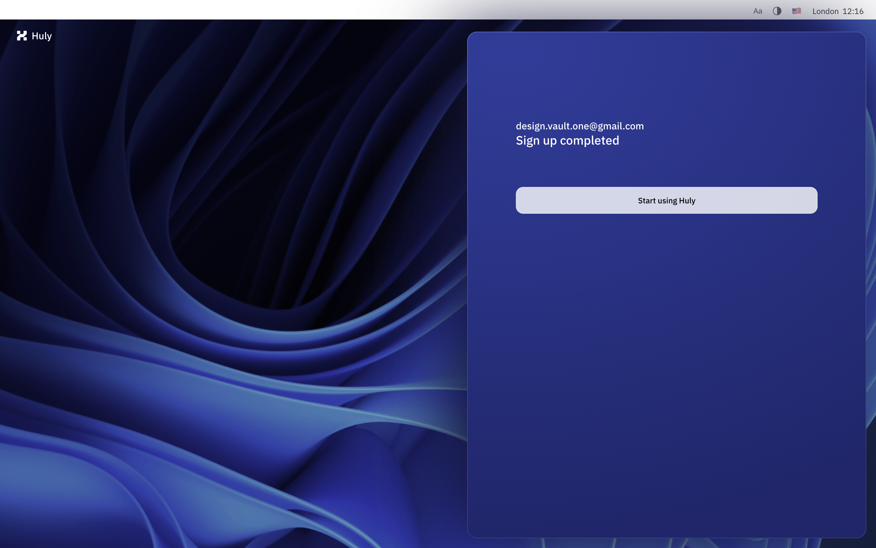 Huly - Sign Up completed