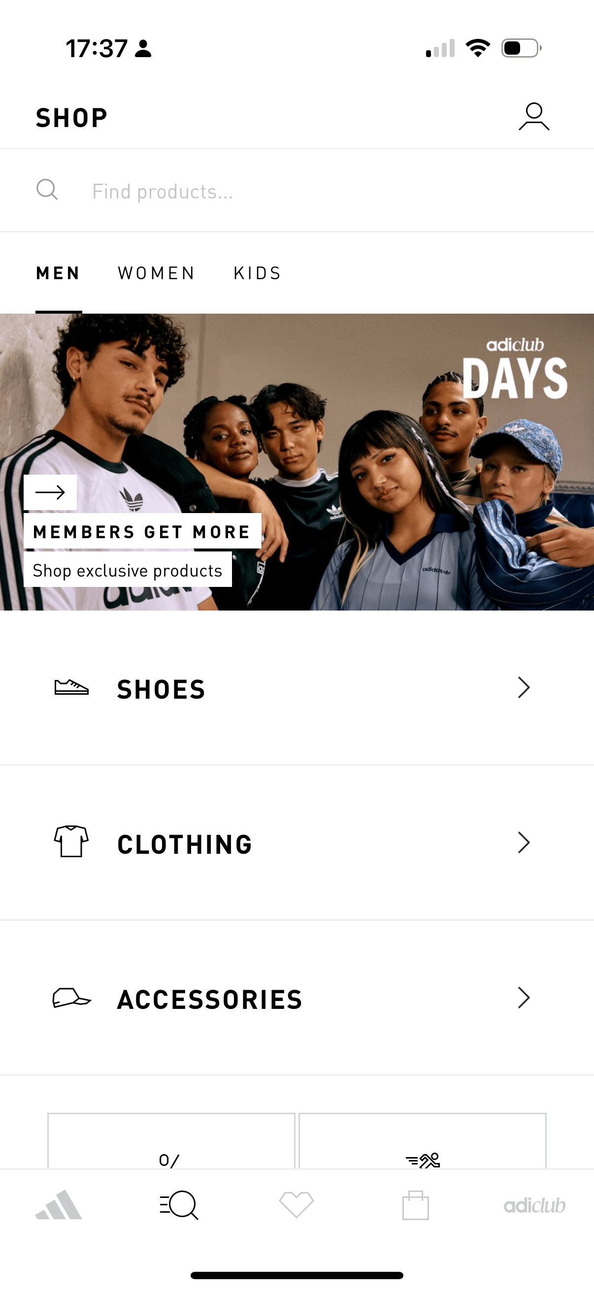 Adidas - Search page
