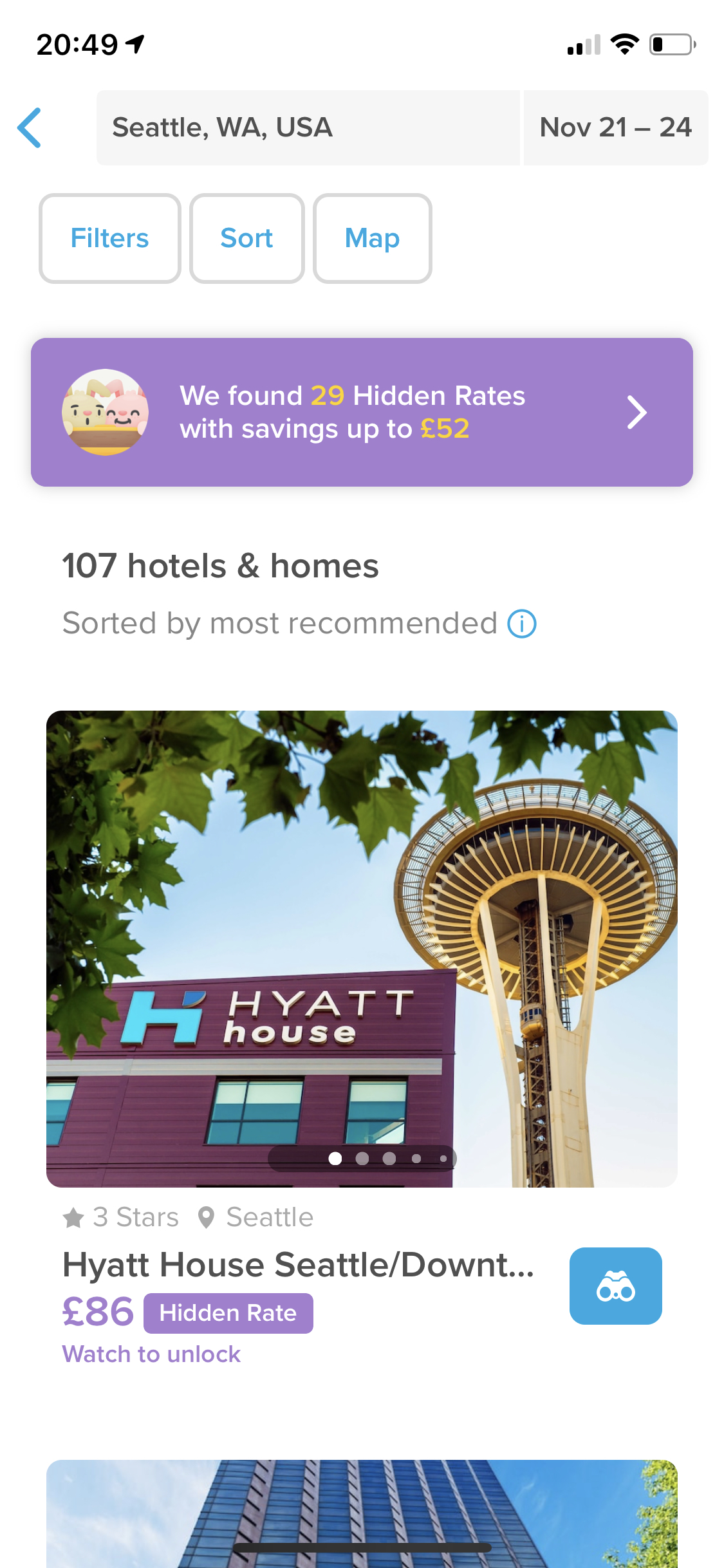 Hotel search results