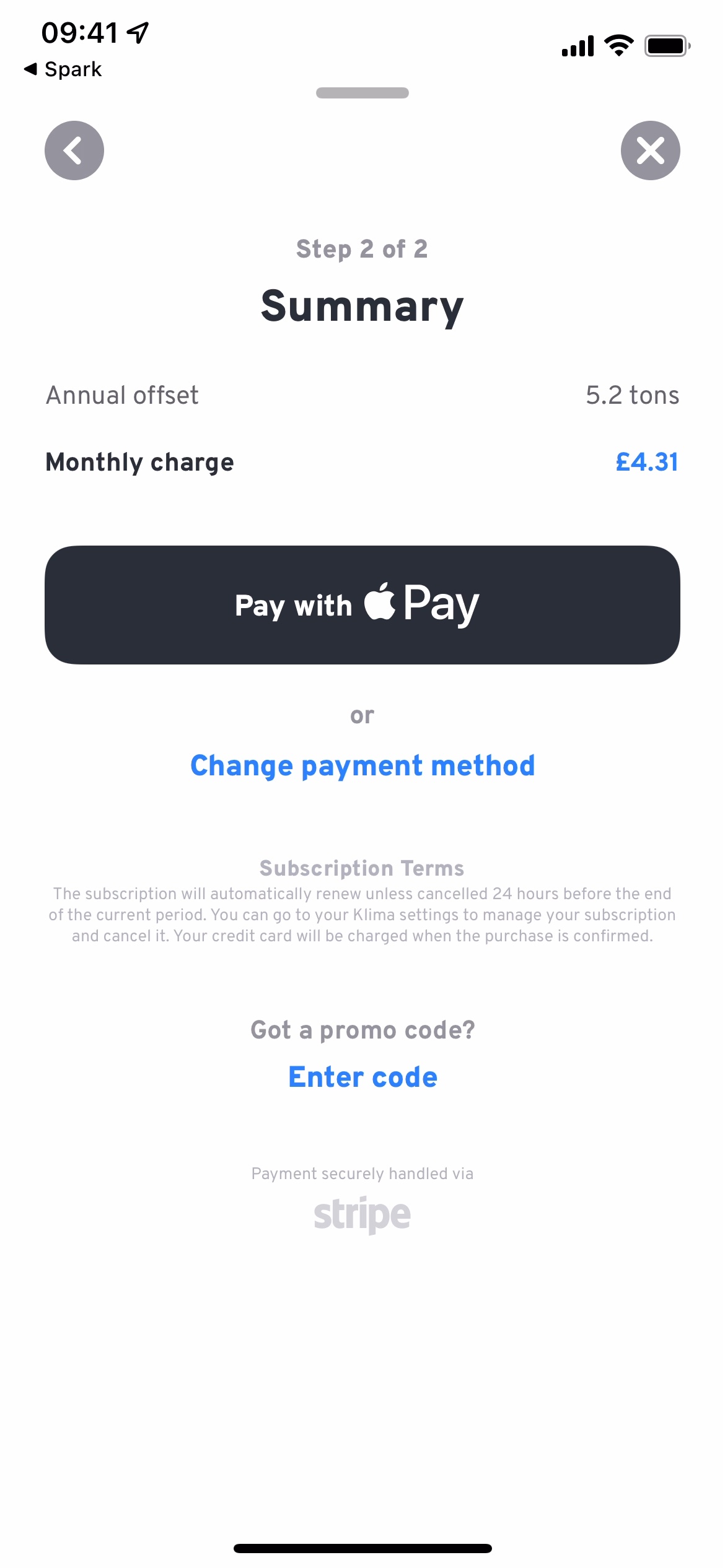 Subscription summary