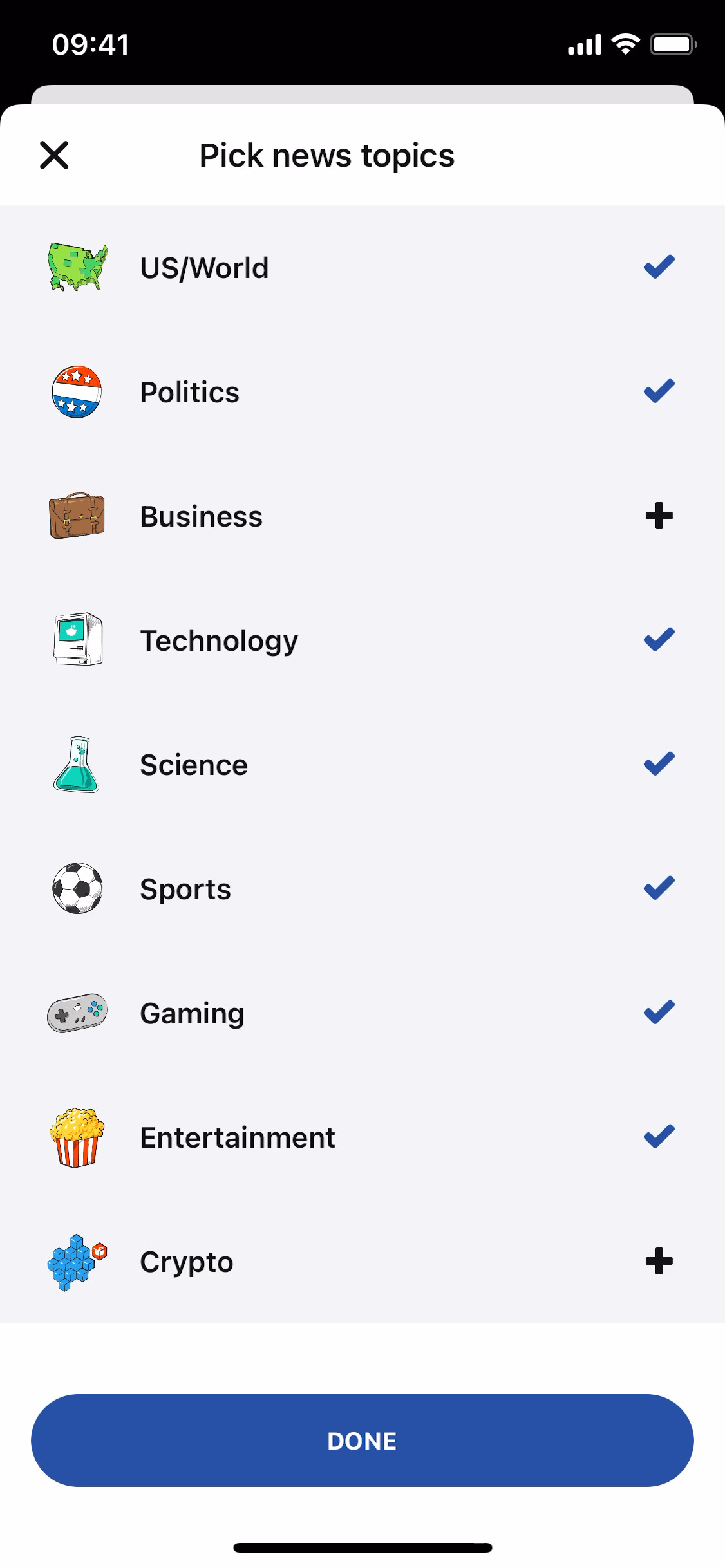 Customize news topics